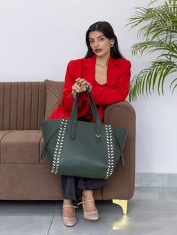 Suave Bags - The Sienna Stitch Olive Green Tote Bag