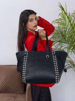 Suave Bags - The Sienna Stitch Black Tote Bag