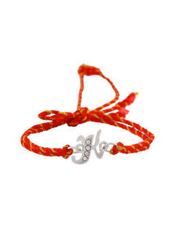 Estele - Rhodium Plated Artistic 'K' Initials Rakhi with Crystals & Silk Thread