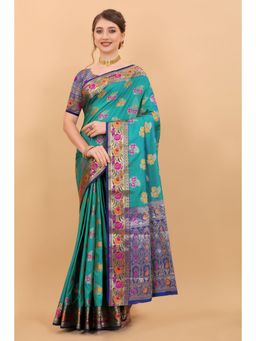 Yavira Silk - Rama Green Ethnic Wear Silk Traditional Saree with Unstitched Blouse