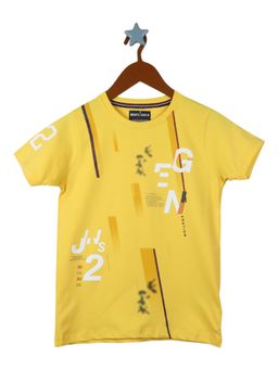 Monte Carlo - Boys Cotton Blend Printed Yellow T-Shirt