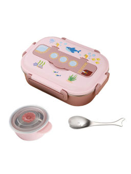 Little Surprise Box - Pink Submarine Theme Compartment Steel Tiffin Lunch Box for Boys and Girls