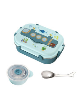 Little Surprise Box - Blue Submarine Theme Compartment Steel Tiffin Lunch Box for Boys and Girls