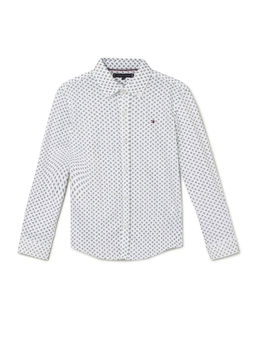 Tommy Hilfiger - Boys White Tapered Fit Printed Shirt