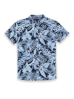 Tommy Hilfiger - Boys Navy Blue Regular Fit Floral Shirt