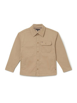 Tommy Hilfiger - Boys Beige Regular Fit Solid Shirt