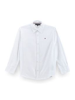 Tommy Hilfiger - Boys White Relaxed Fit Textured Shirt