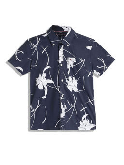 Tommy Hilfiger - Boys Navy Blue Relaxed Fit Floral Shirt