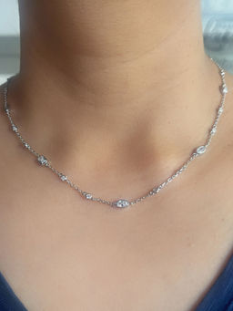 Mon Tresor - Bezel Set Assorted Diamond Link Necklace - White