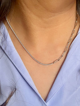 Mon Tresor - Link And Diamond Necklace - White