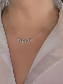 Mon Tresor - 6 Hearts Charm Necklace - White