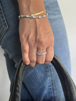 Mon Tresor - Alternate Marquis And Round Dia Bracelet - White