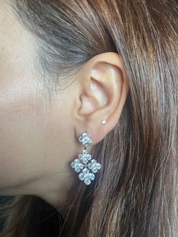 Mon Tresor - Rhombus Flower Earring - Silver