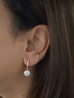 Mon Tresor - 2 Carat Solitaire Earrings In Rose Gold Polish