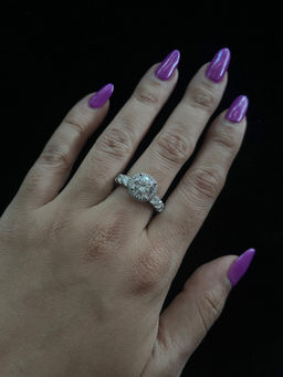 Mon Tresor - 2.5 Carat Round Solitaire With Dia Halo And 3D Dia Ring - White (6-7)
