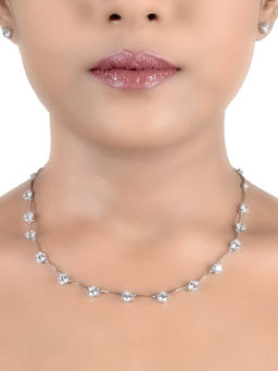 Mon Tresor - Equal Solitaire Apart Necklace with Pair Of Earrings - White