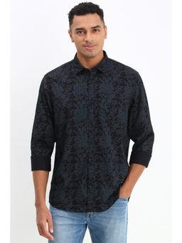 Allen Solly - Men Black Custom Fit Print Full Sleeves Casual Shirt