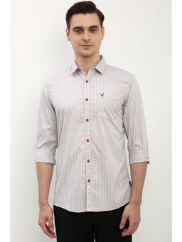Allen Solly - Men Grey Custom Fit Stripe Full Sleeves Casual Shirt