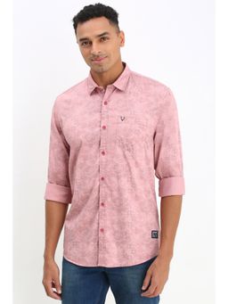 Allen Solly - Men Pink Custom Fit Print Full Sleeves Casual Shirt