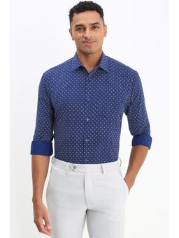Allen Solly - Men Blue Slim Fit Print Full Sleeves Formal Shirt