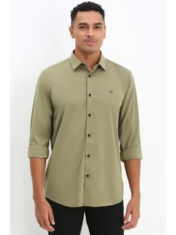 Allen Solly - Men Olive Slim Fit Solid Full Sleeves Casual Shirt