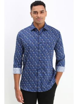 Allen Solly - Men Blue Slim Fit Print Full Sleeves Casual Shirt