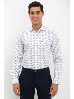 Allen Solly - Men White Slim Fit Print Full Sleeves Formal Shirt