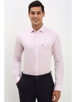 Allen Solly - Men Pink Slim Fit Print Full Sleeves Formal Shirt