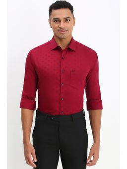Allen Solly - Men Red Slim Fit Print Full Sleeves Formal Shirt