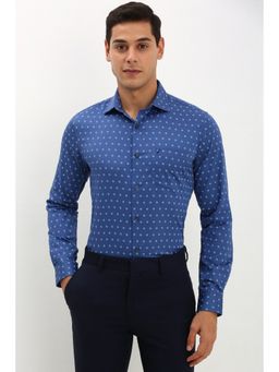 Allen Solly - Men Blue Slim Fit Print Full Sleeves Formal Shirt