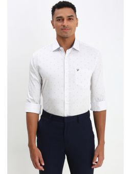 Allen Solly - Men White Slim Fit Print Full Sleeves Formal Shirt