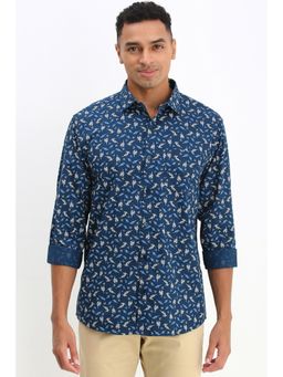 Allen Solly - Men Blue Slim Fit Print Full Sleeves Casual Shirt
