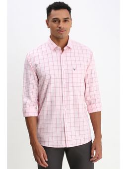 Allen Solly - Men Pink Slim Fit Check Full Sleeves Casual Shirt