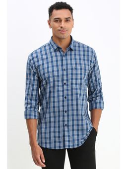 Allen Solly - Men Blue Slim Fit Check Full Sleeves Casual Shirt