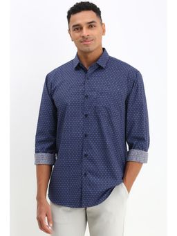 Allen Solly - Men Blue Slim Fit Print Full Sleeves Casual Shirt