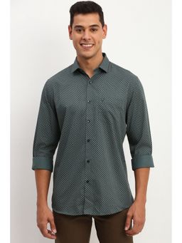 Allen Solly - Men Green Slim Fit Print Full Sleeves Casual Shirt