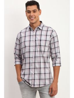 Allen Solly - Men Grey Slim Fit Check Full Sleeves Casual Shirt