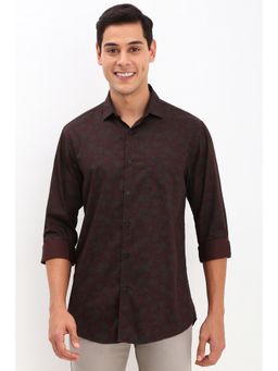 Allen Solly - Men Brown Slim Fit Print Full Sleeves Casual Shirt
