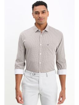 Allen Solly - Men Beige Slim Fit Print Full Sleeves Formal Shirt