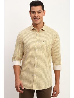 Allen Solly - Men Yellow Slim Fit Print Full Sleeves Casual Shirt
