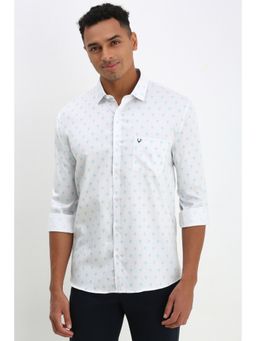 Allen Solly - Men White Slim Fit Print Full Sleeves Casual Shirt