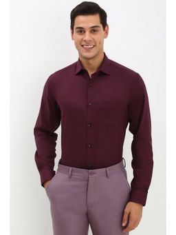 Allen Solly - Men Wine Slim Fit Solid Full Sleeves Formal Shirt