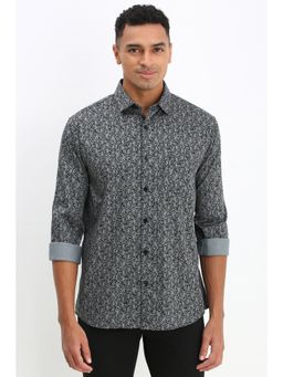 Allen Solly - Men Grey Slim Fit Print Full Sleeves Casual Shirt