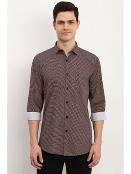 Allen Solly - Men Brown Slim Fit Print Full Sleeves Casual Shirt