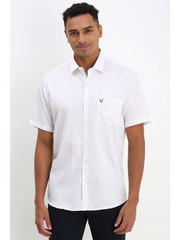 Allen Solly - Men White Slim Fit Print Half Sleeves Casual Shirt