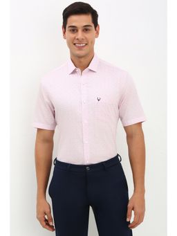 Allen Solly - Men Pink Slim Fit Print Half Sleeves Formal Shirt