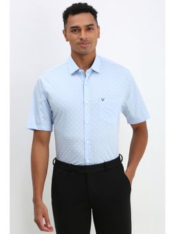 Allen Solly - Men Blue Slim Fit Print Half Sleeves Formal Shirt