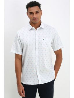 Allen Solly - Men White Slim Fit Print Half Sleeves Casual Shirt