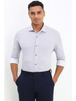 Allen Solly - Men White Slim Fit Print Full Sleeves Formal Shirt