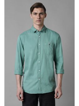 Louis Philippe - Men Green Slim Fit Solid Full Sleeves Casual Shirt